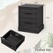 Dark Gray-Oak Wooden Floor Nightstand with Pull-Out Storage Drawers